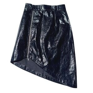 NWT! By Egreis Faux Vinyle Black Mini Skirt Asymmetric Zipper S Gothic Edgy Punk